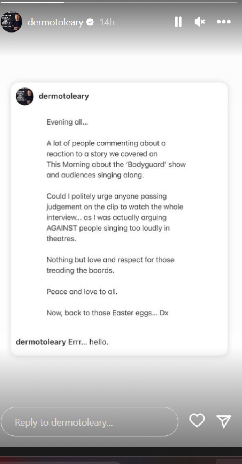 Dermot O'Leary Instagram Story