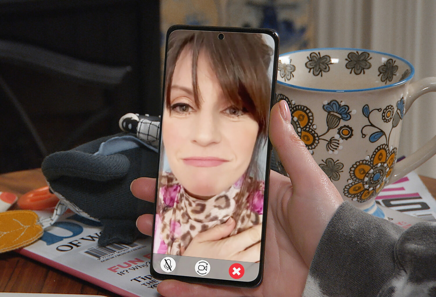 Kerry on Facetime in Emmerdale