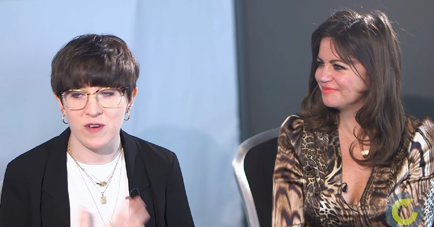 Deborah James and Lauren Mahon during a podcast interview