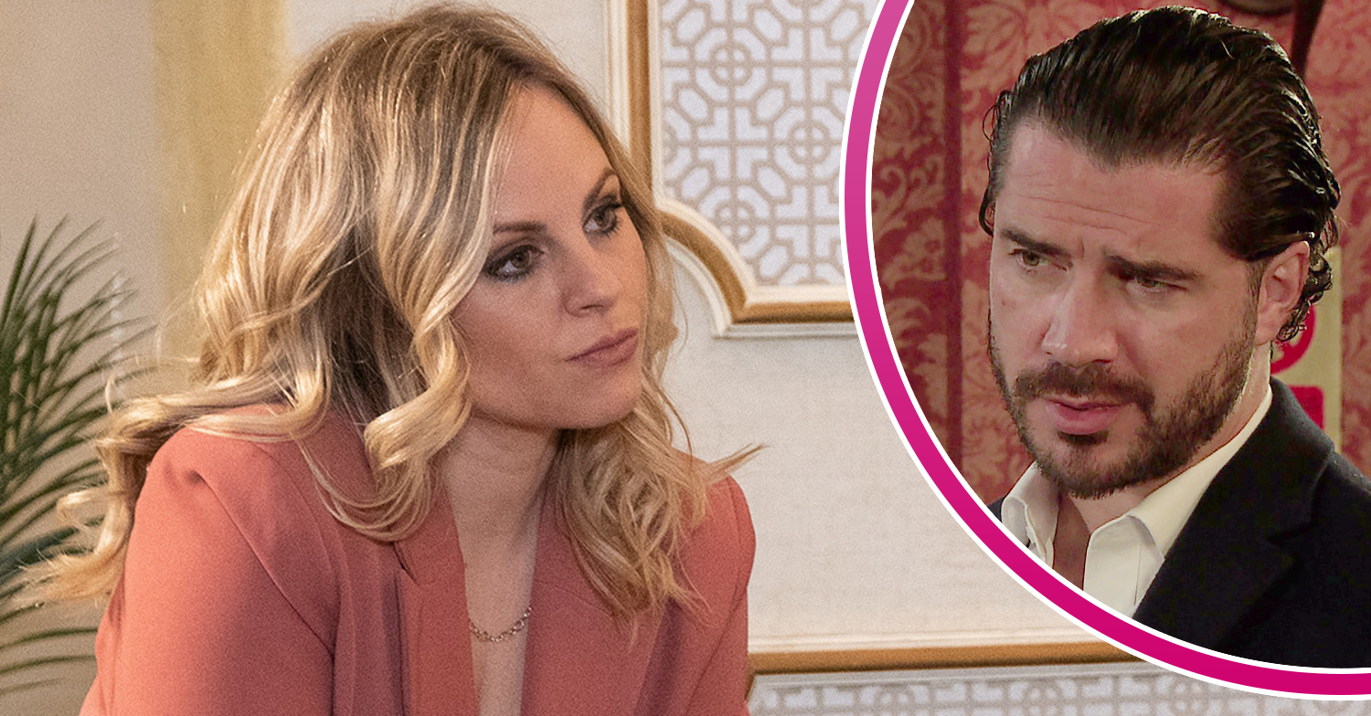 Coronation Street's Sarah and, in a bubble, Adam