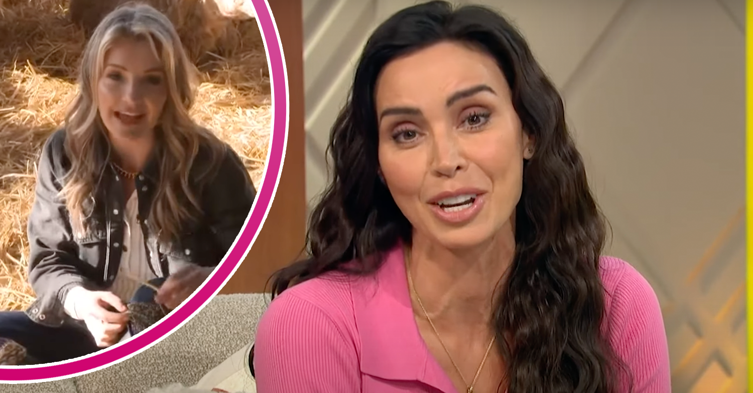 Christine Lampard fronting Lorraine and Helen Skelton on a farm inset