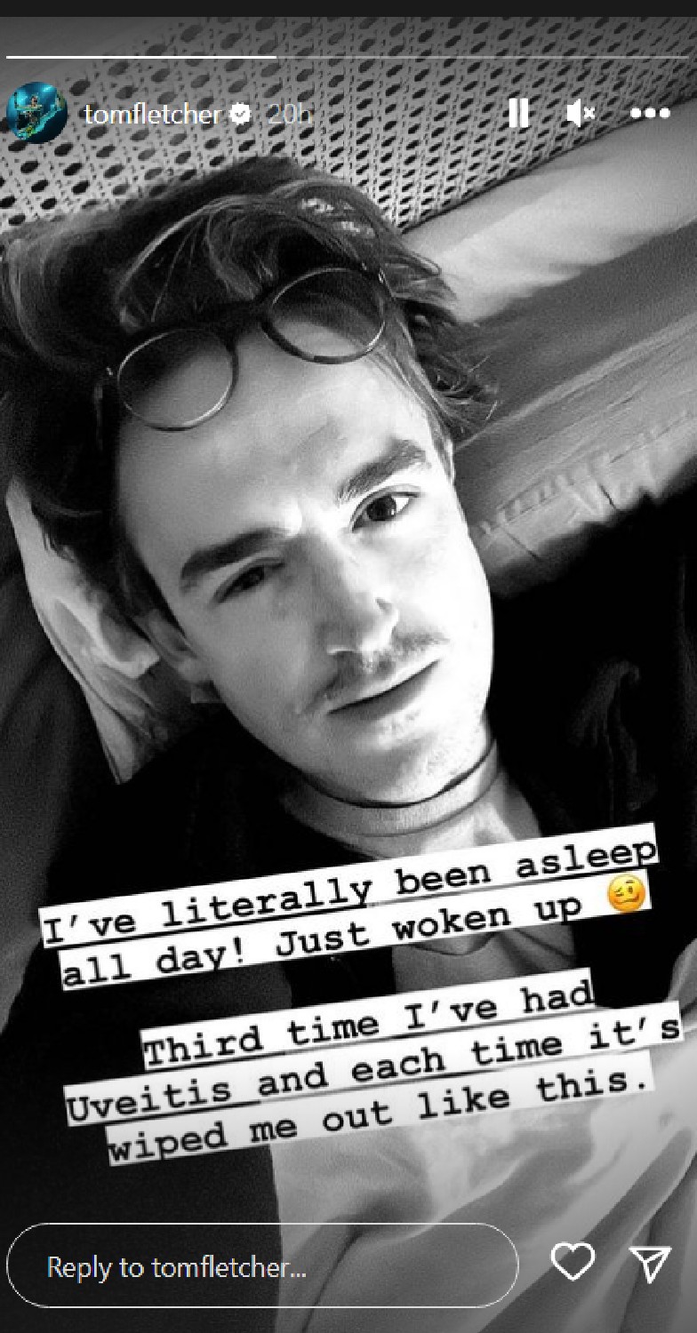 Tom Fletcher looking poorly on Instagram