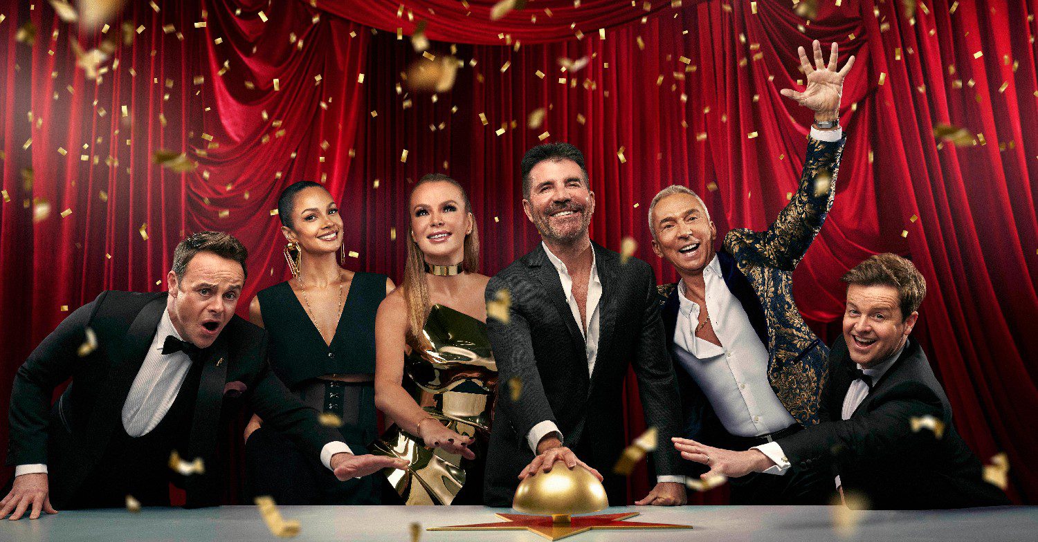 BGT judges including Bruno Tonili, Amanda Holden, Simon Cowell and Alesha Dixon with Ant and Dec