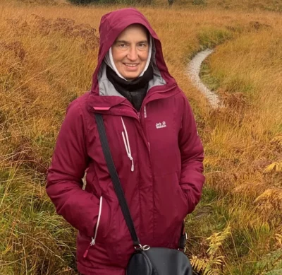 Ausra Plungiene smiling while out on a walk