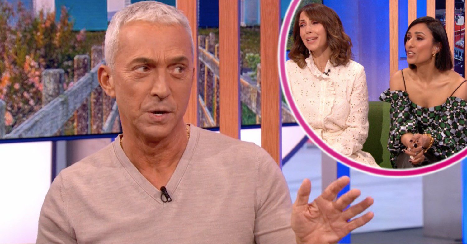 Bruno Tonioli looking cross with The One Show hosts