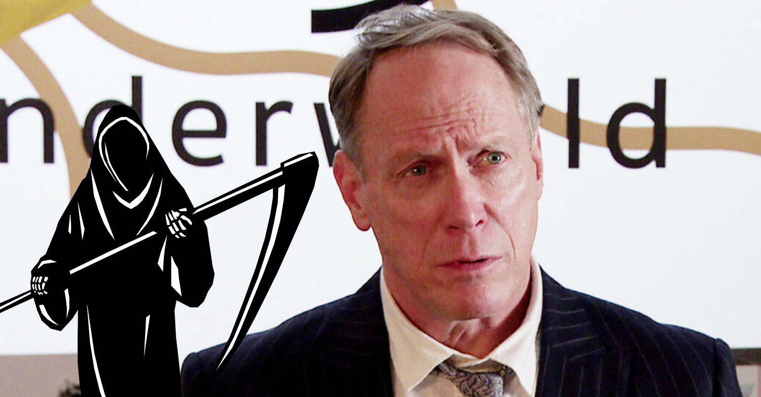 Stephen looking shady; inset, grim reaper clipart (Credit: ITV/Composite: ED!)