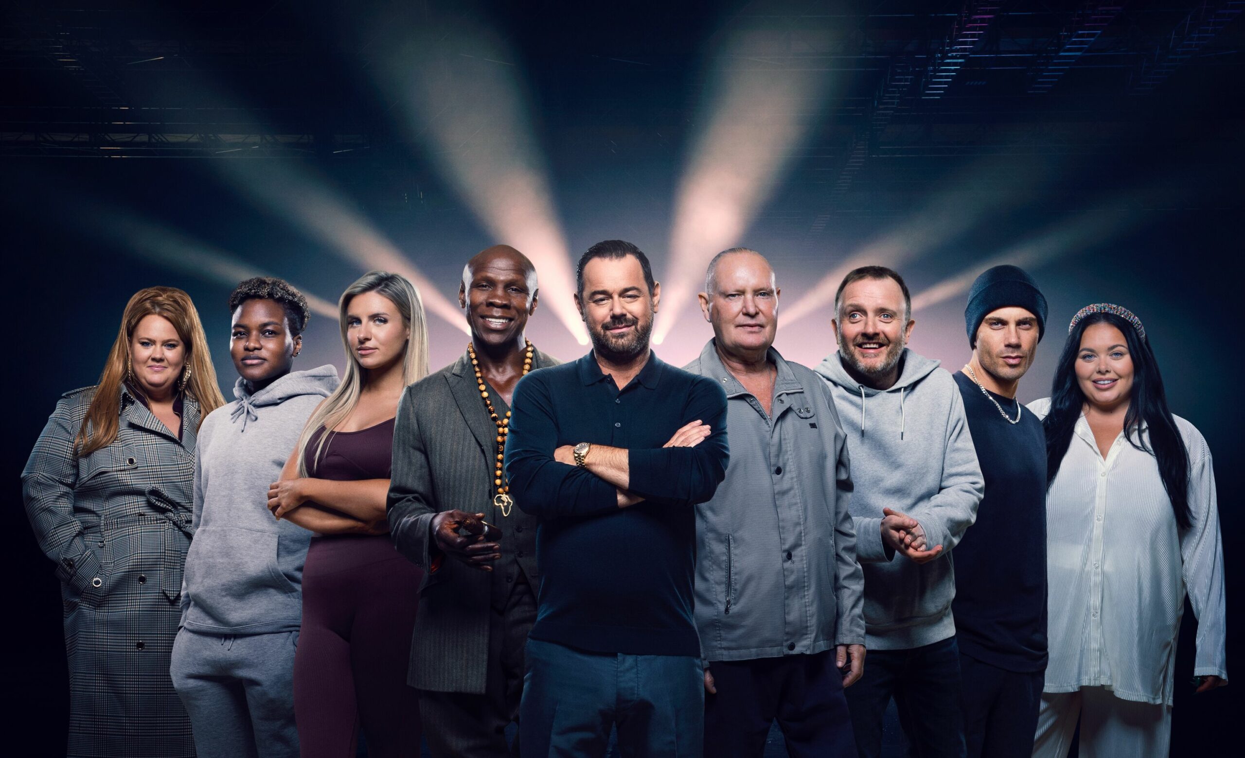 Celeb cast of Scared of the Dark alongside host Danny Dyer