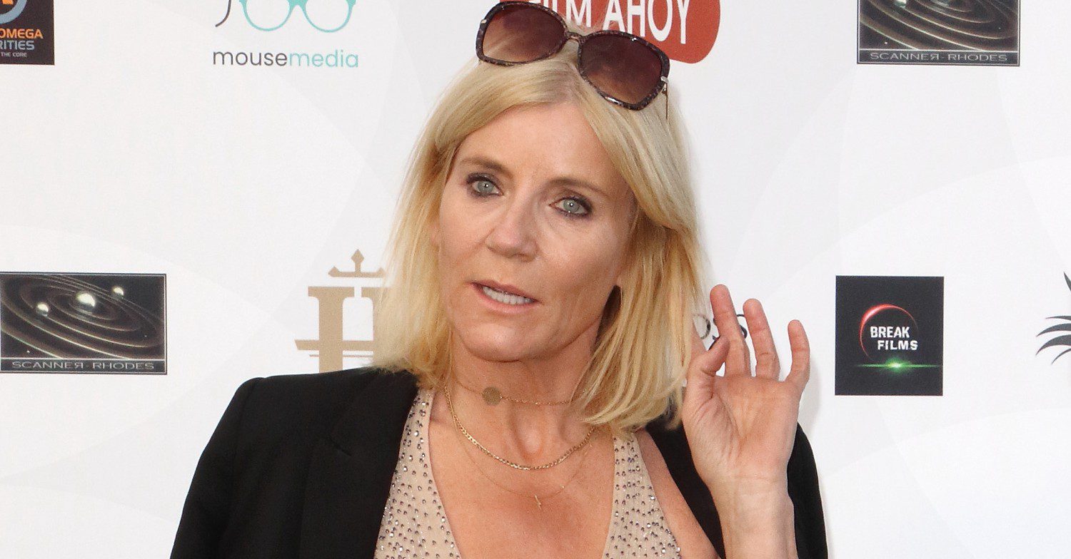 EastEnders star Michelle Collins looking concerned on the red carpet 
