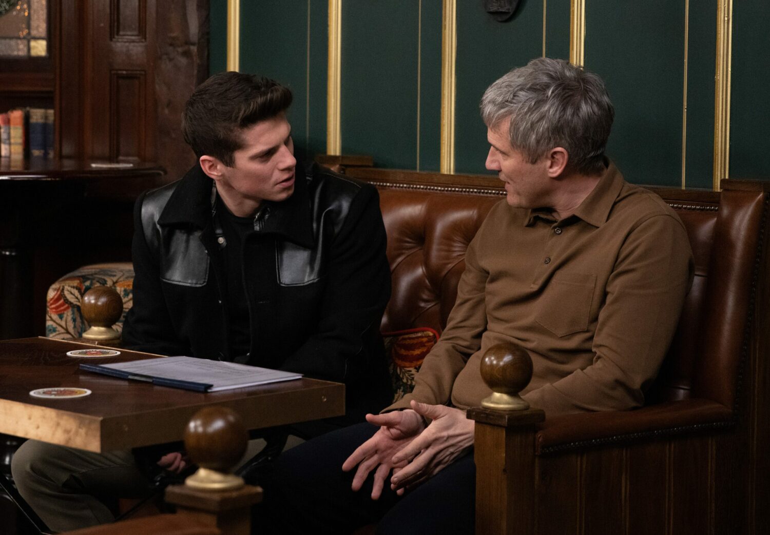 Caleb and Nicky talk together on Emmerdale