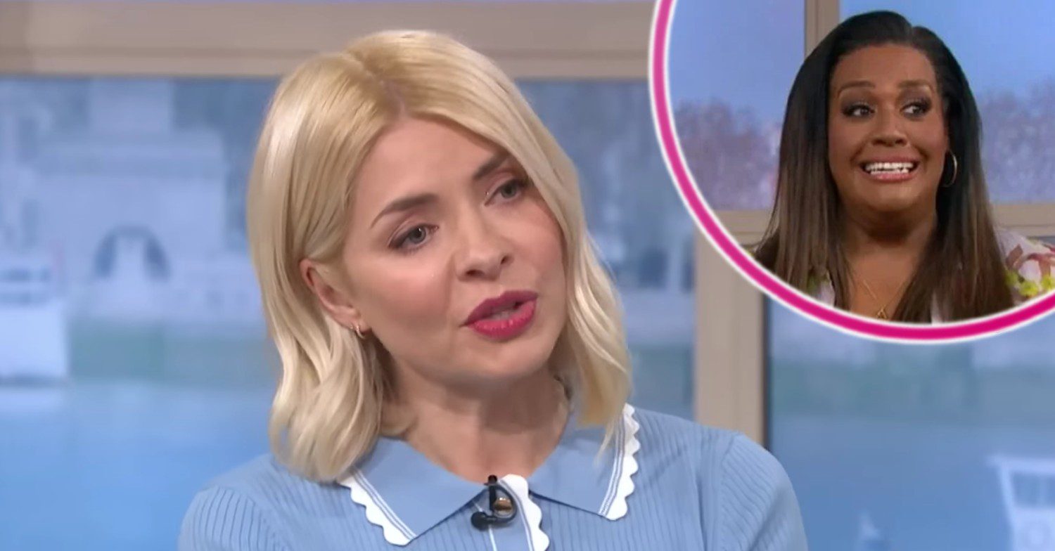 Holly Willoughby talking on This Morning with Alison Hammond looking shocked