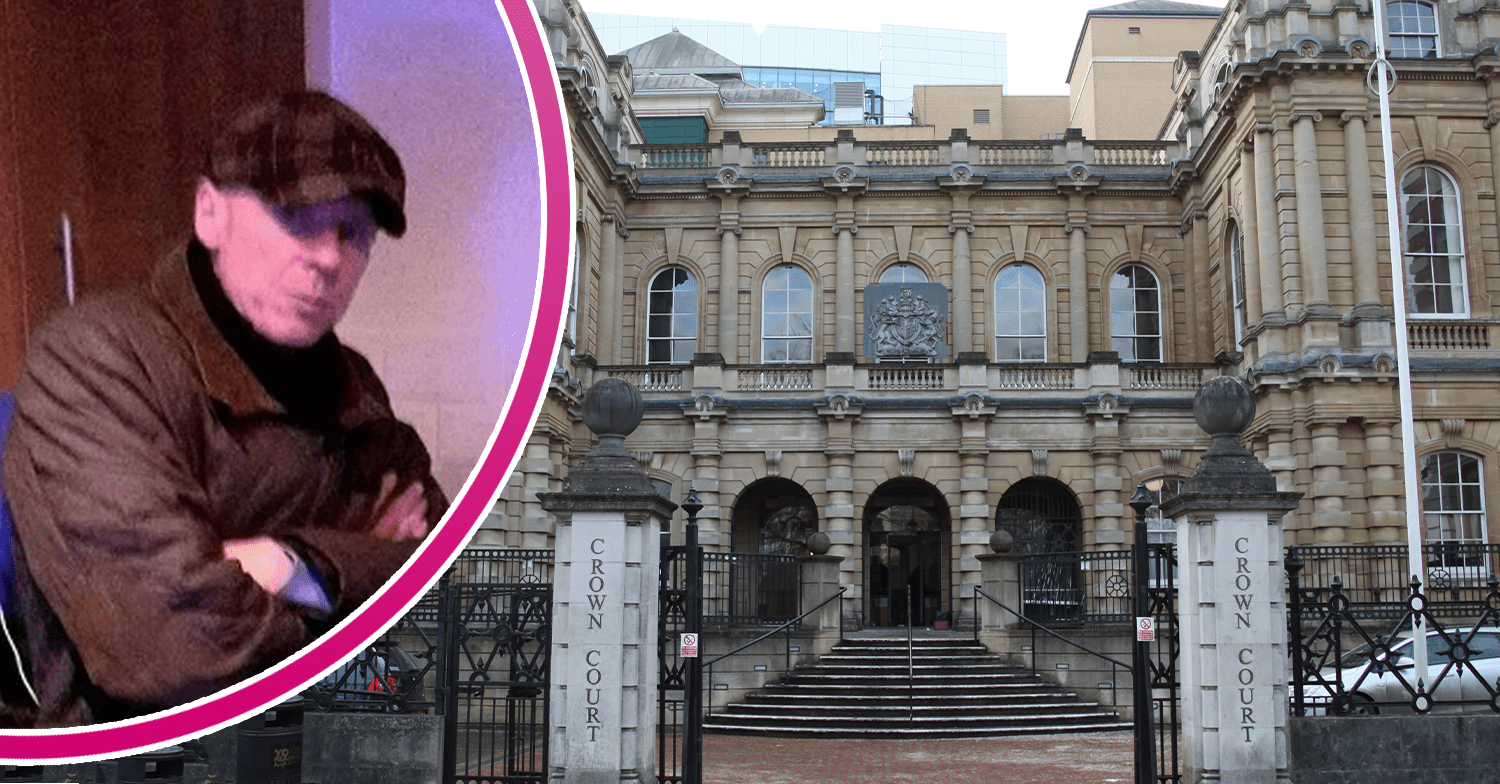 Jason Page wearing a cap and a coat with his arms folded and Reading Crown Court