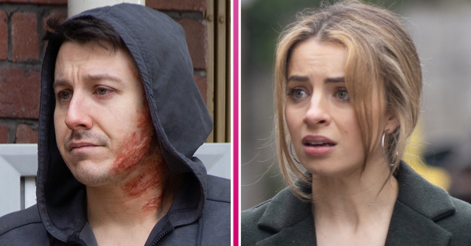 Coronation Street's Ryan has his hood up, and Daisy looks worried