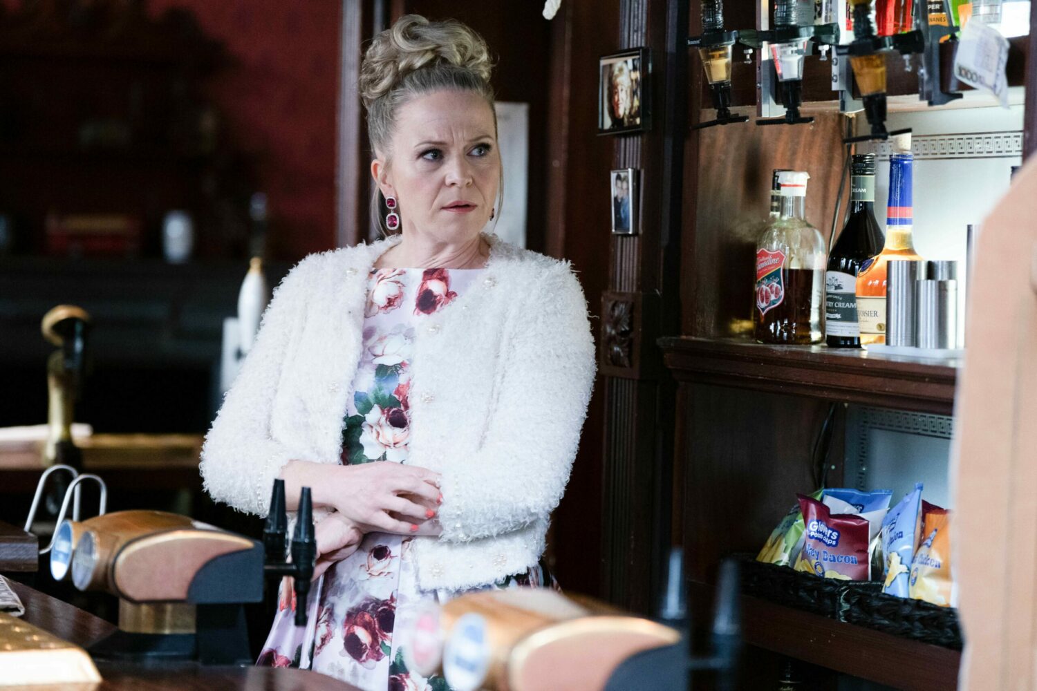 Linda in EastEnders looks anxious