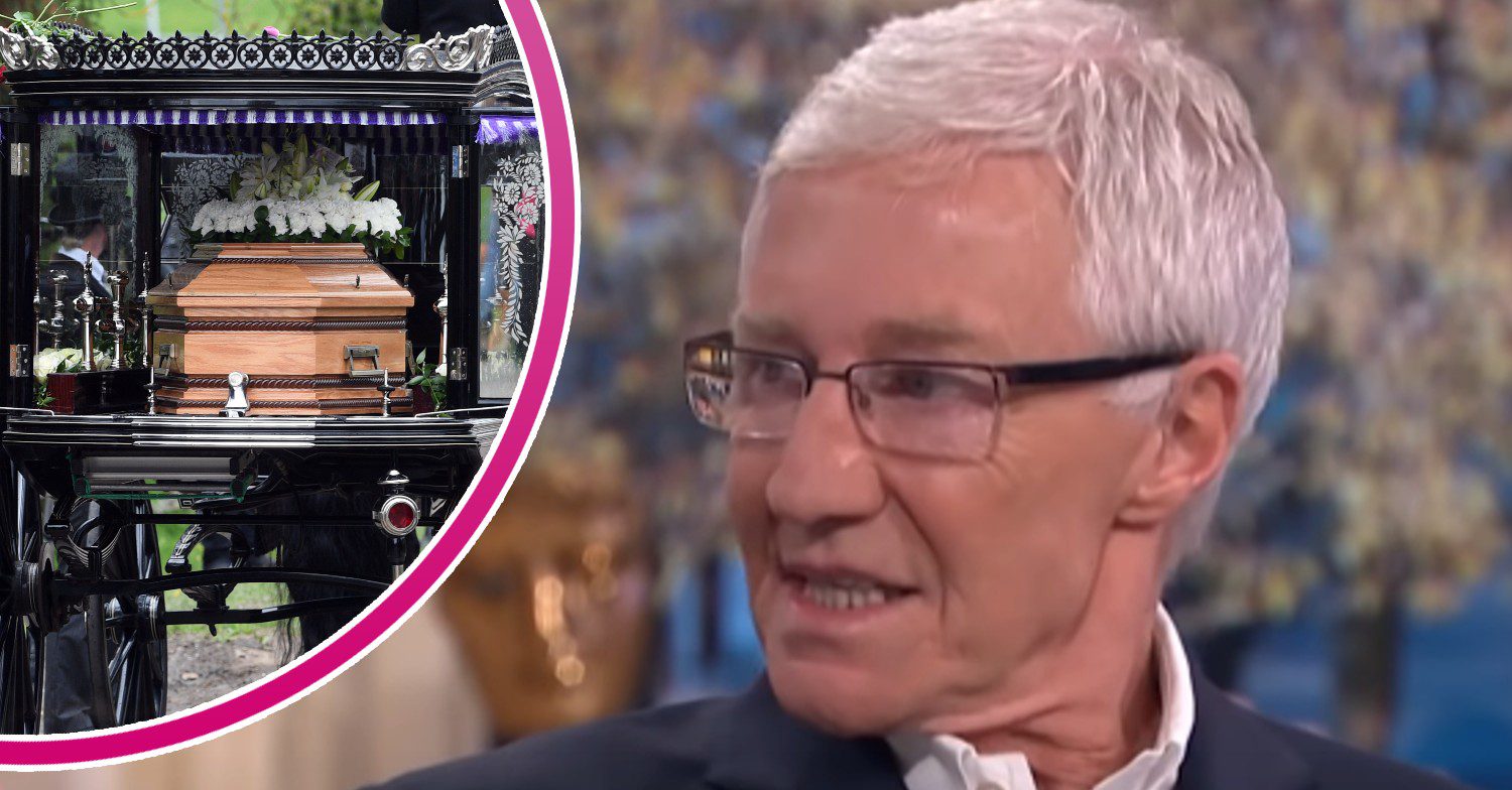 Paul O'Grady coffin and him speaking on This Morning