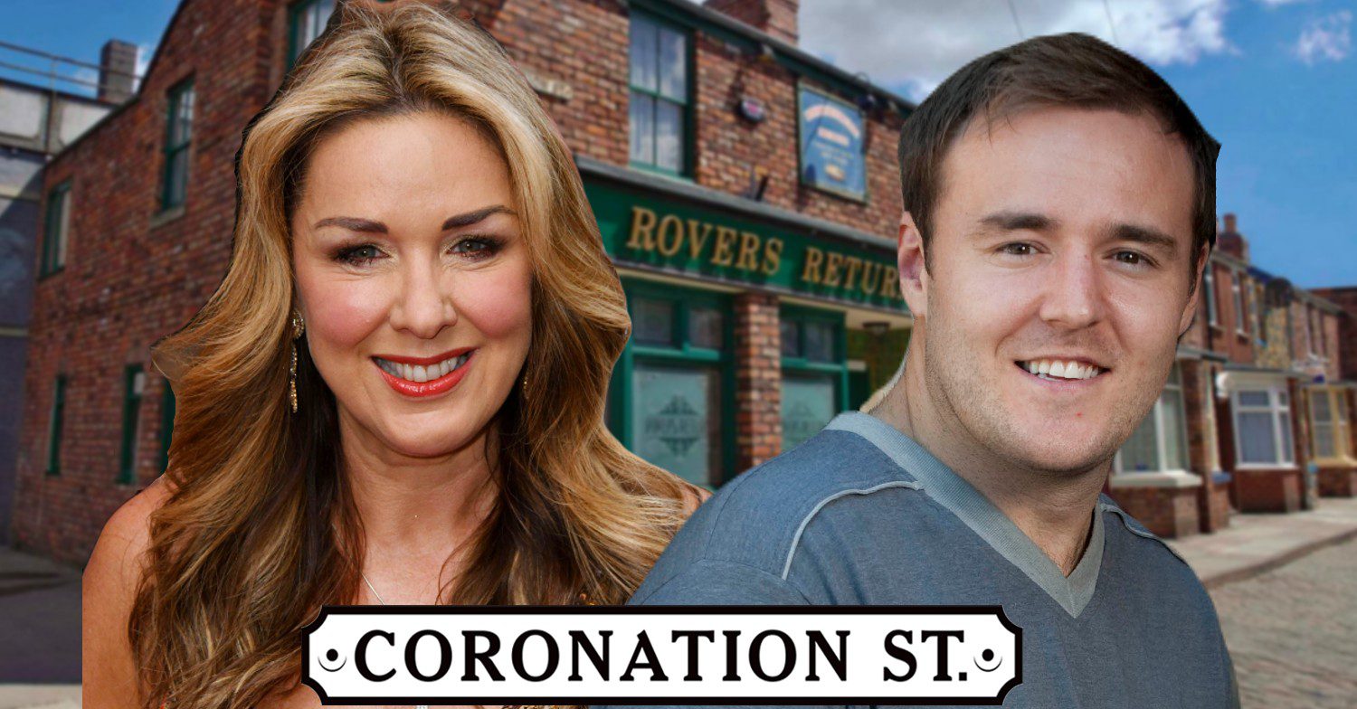 Claire Sweeney, Tyrone Dobbs and the Coronation Street logo and background comp image