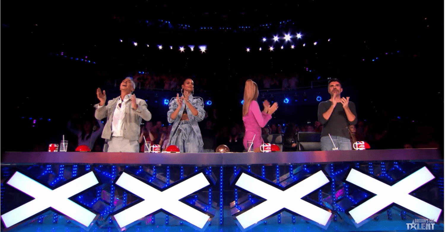 All four judges standing up, applauding on BGT 2023