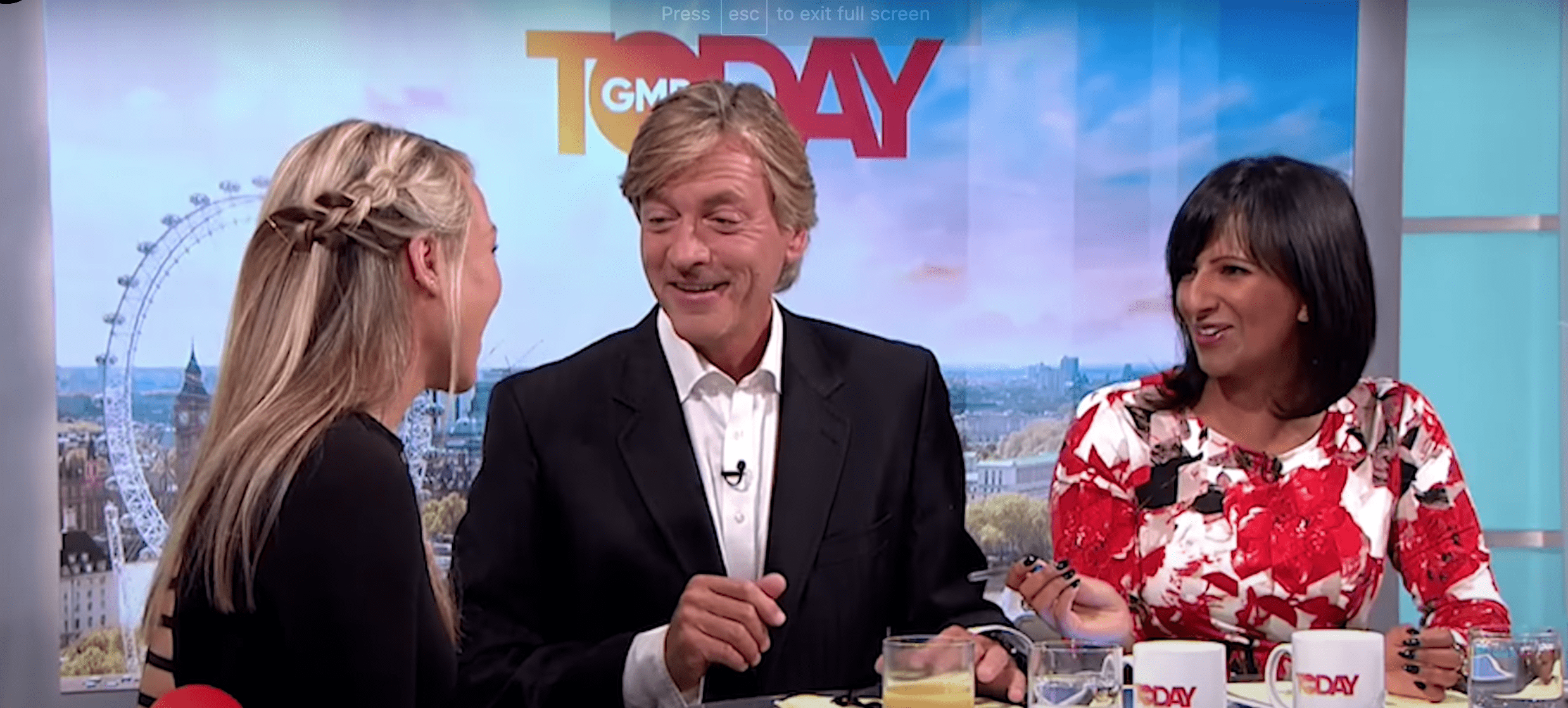 Richard Madeley smiling at Chloe alongside Ranvir Singh
