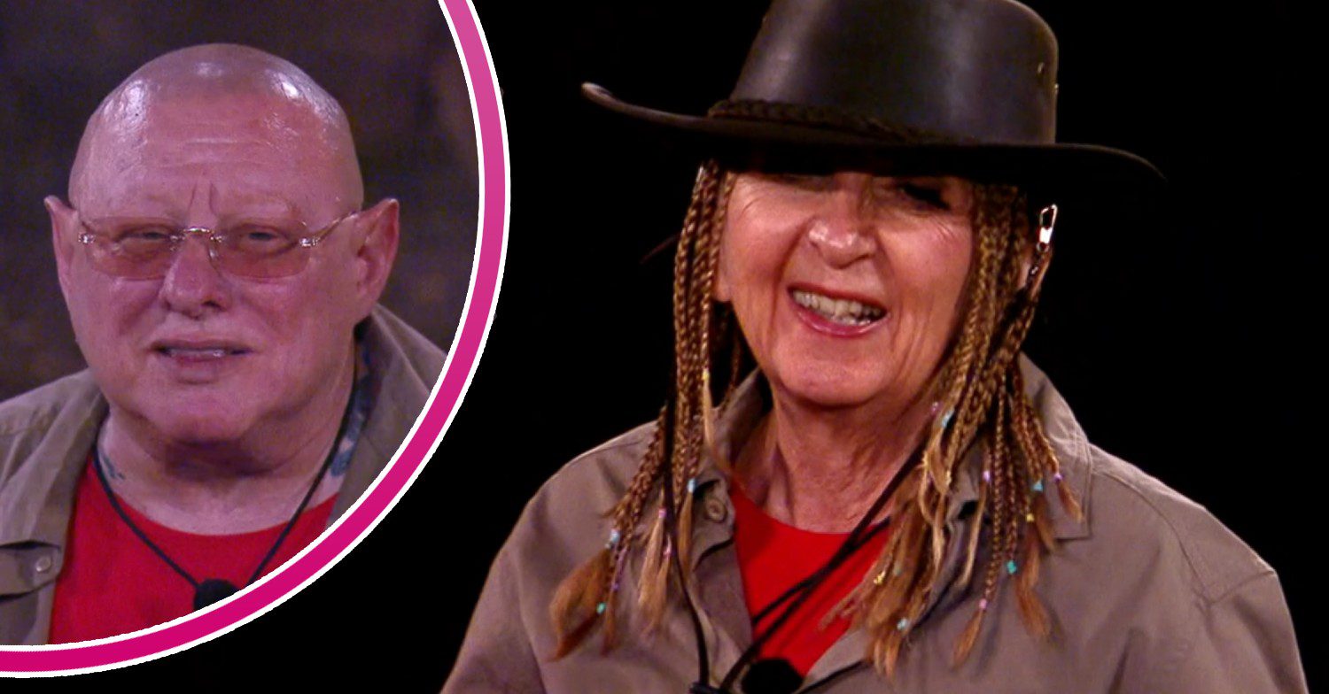 Shaun Ryder / Gillian McKeith smiling on I'm A Celeb