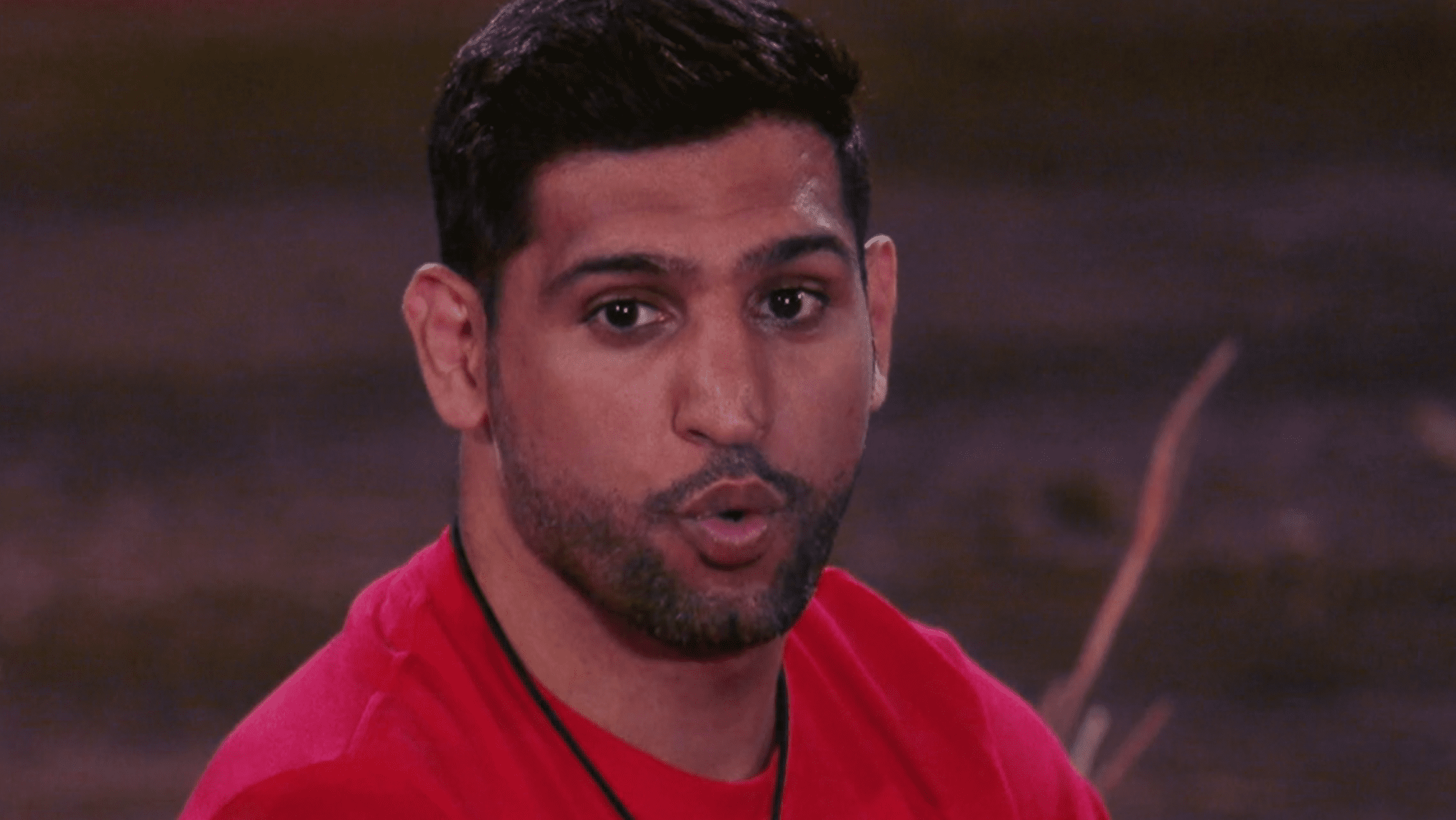 Amir Khan pulling a funny face on I'm A Celeb South Africa
