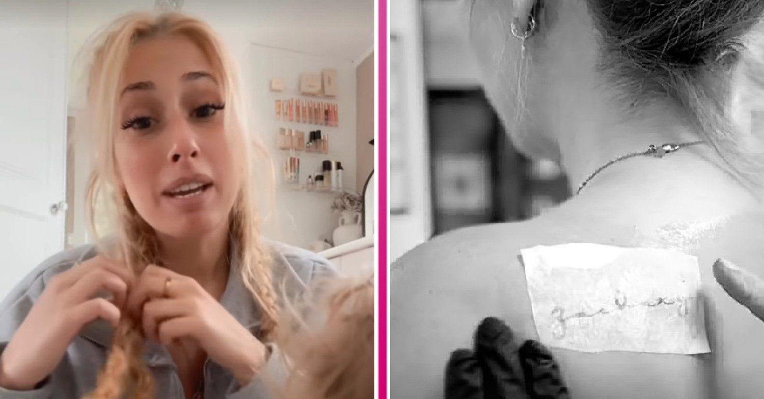 Stacey Solomon getting her tattoo done