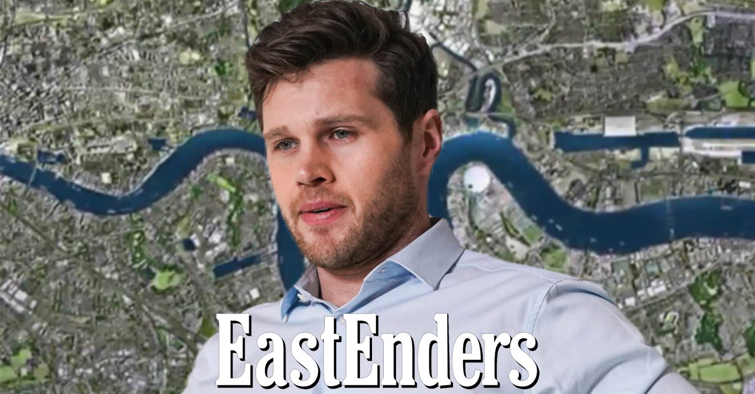 EastEnders' Keanu with the EastEnders logo and background of the Thames