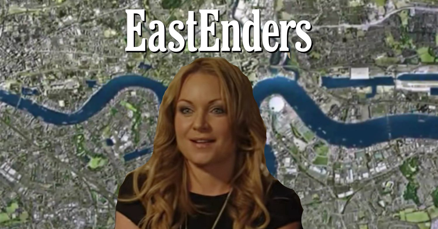 EastEnders' Roxy with the EastEnders logo and background of the Thames