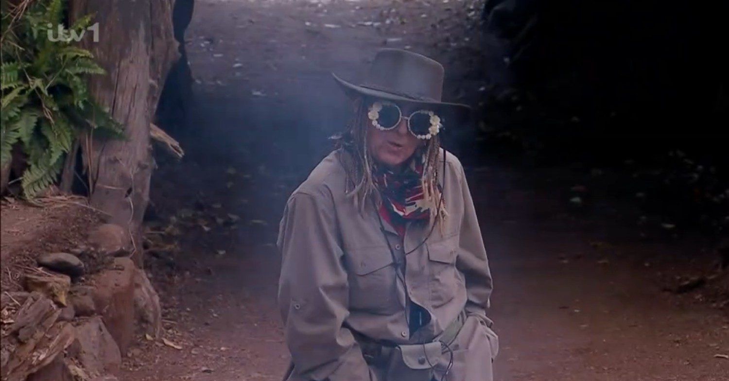 Gillian McKeith wearing big sunglasses on I'm A Celeb 2023 