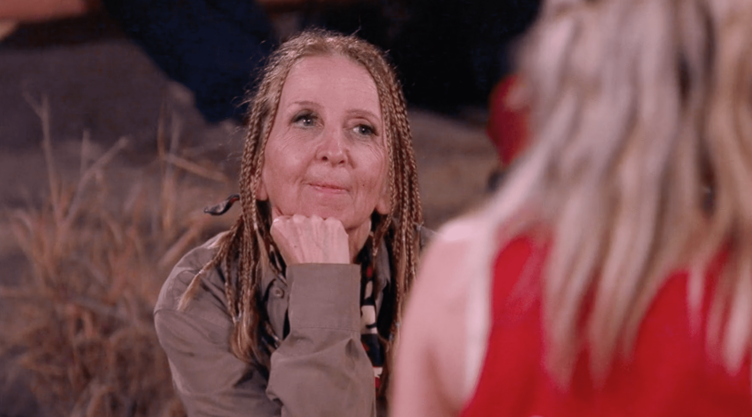 Gillian McKeith smiles in camp