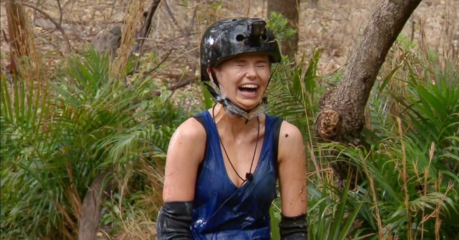 Toff wearing a helmet on I'm A Celeb