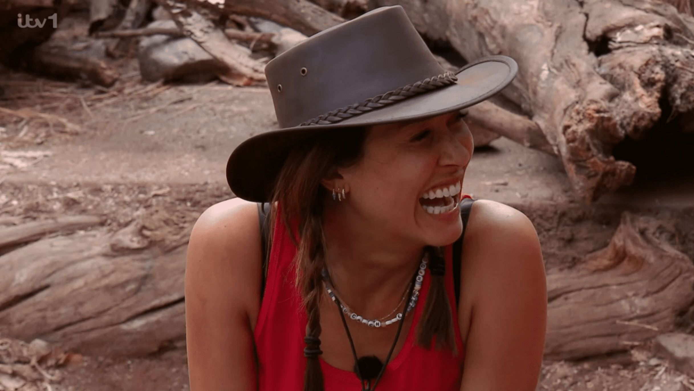 Myleene Klass smiling in the jungle