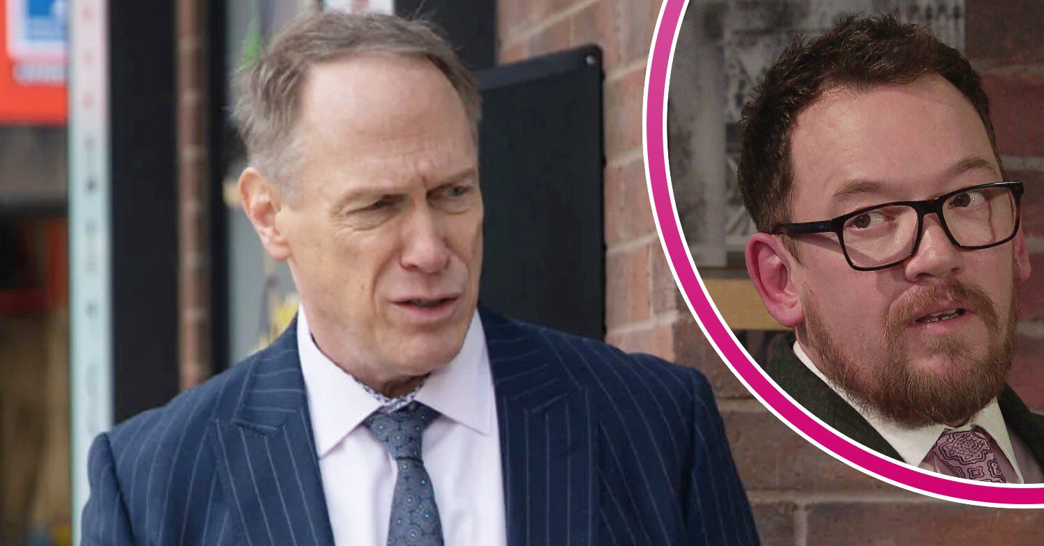 Stephen looking shady on Coronation Street; inset, Rufus, prior to his death (Credit: ITV/Composite: Entertainment Daily)