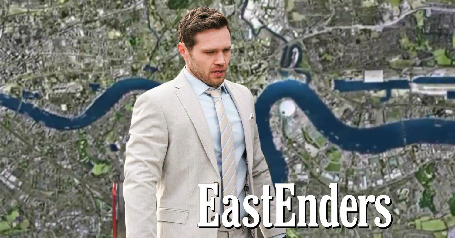 EastEnders comp image: Keanu cutout on show background with logo