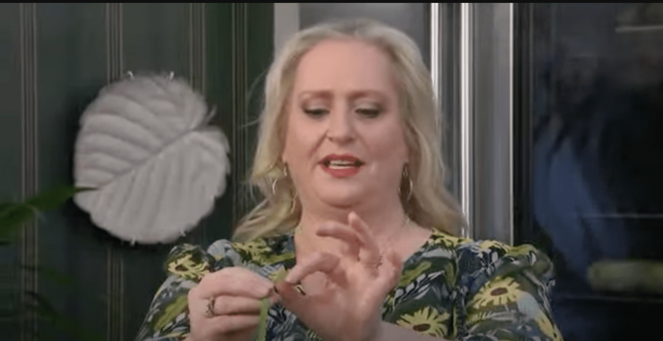 Alyssa Vasey holding Allium triquetrum on James Martin's Saturday Morning 