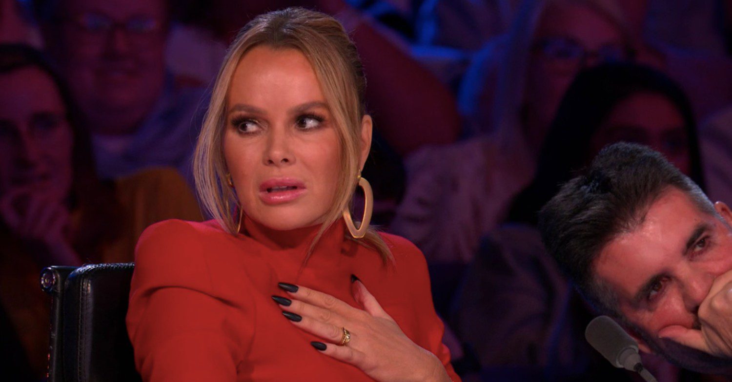 Amanda Holden looking scared on BGT 2023