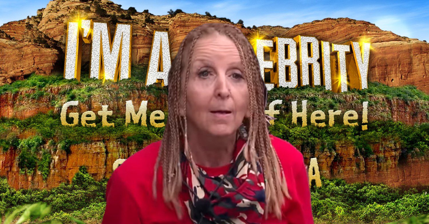 Gillian McKeith with I'm A Celebrity South Africa logo