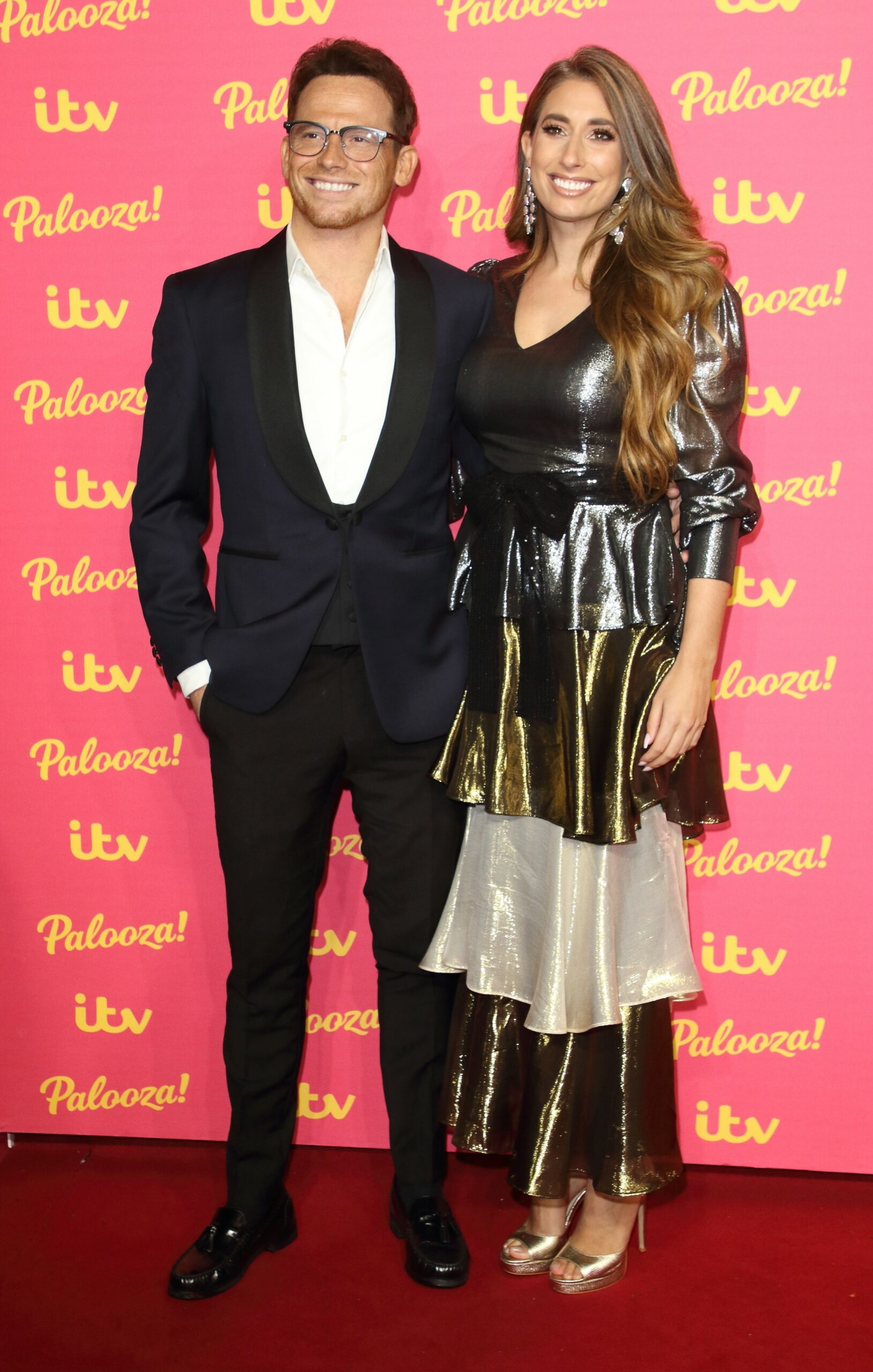 Joe Swash and Stacey Solomon smiling at the ITV Palooza
