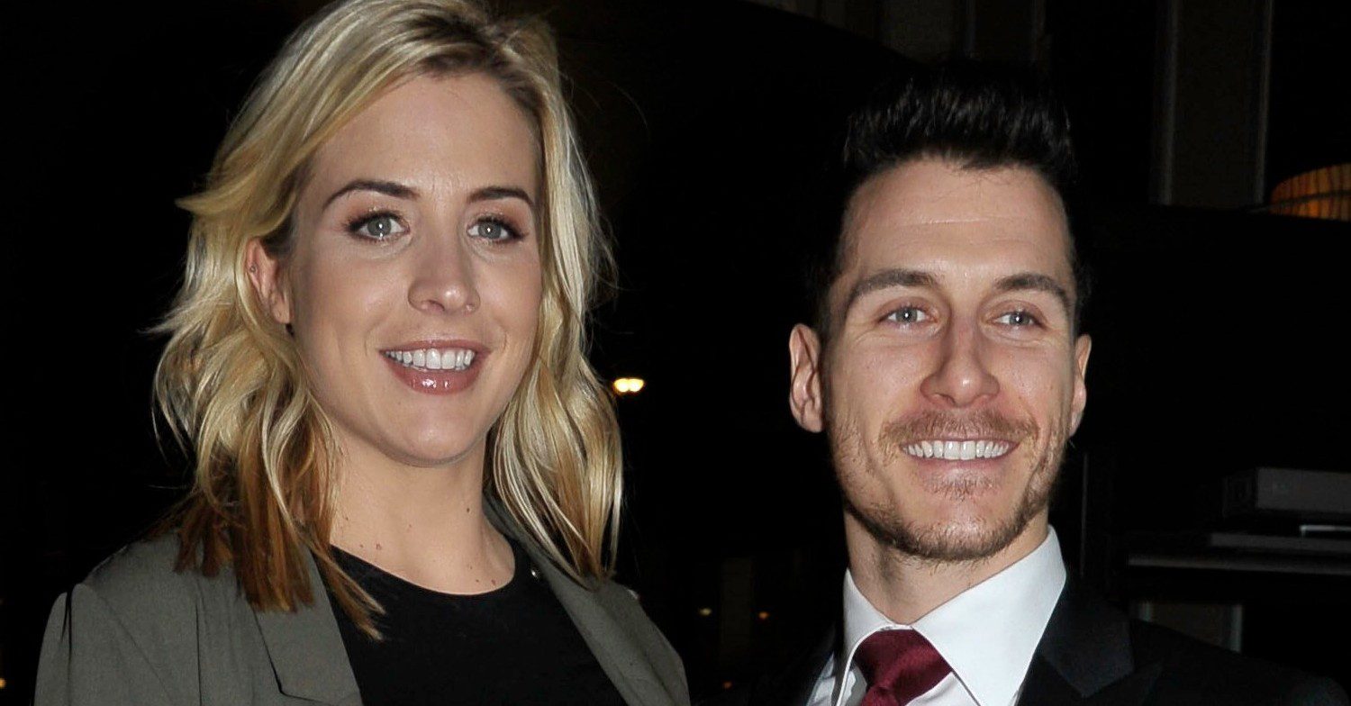 Gemma Atkinson and Gorka smiling outside