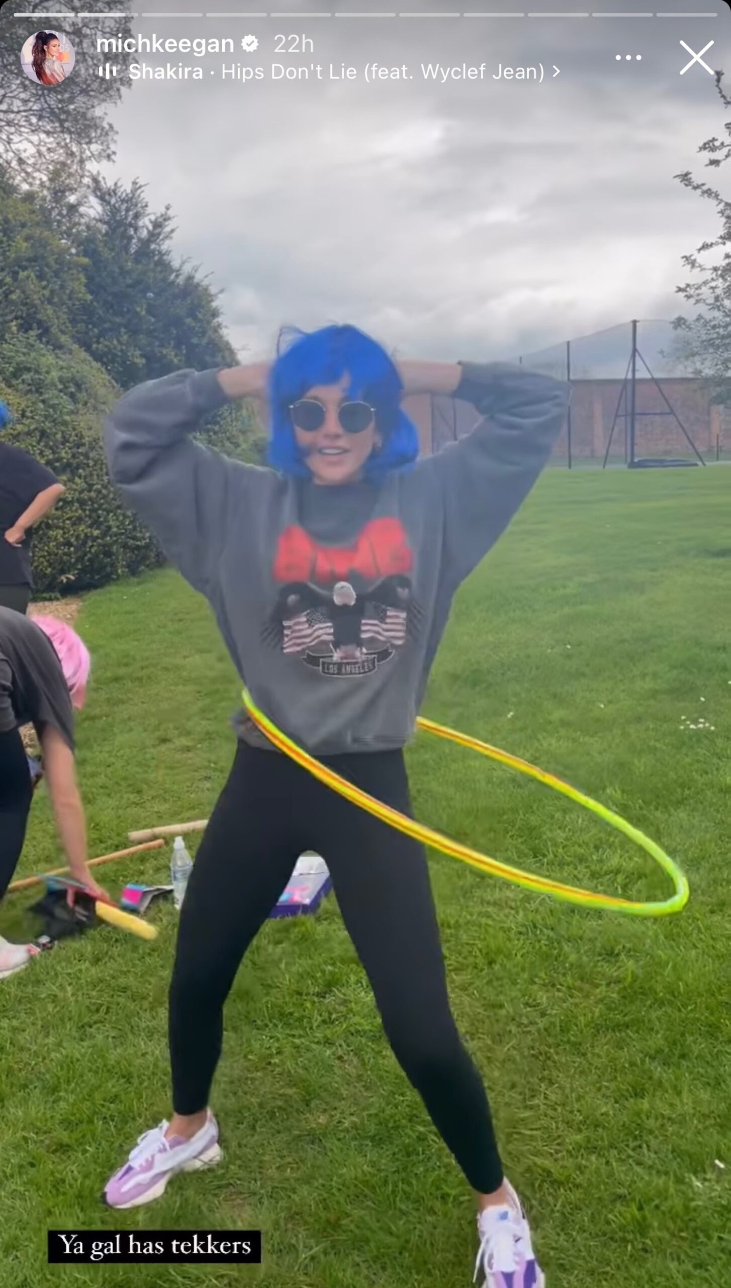 Michelle Keegan hula-hooping on her Instagram Story