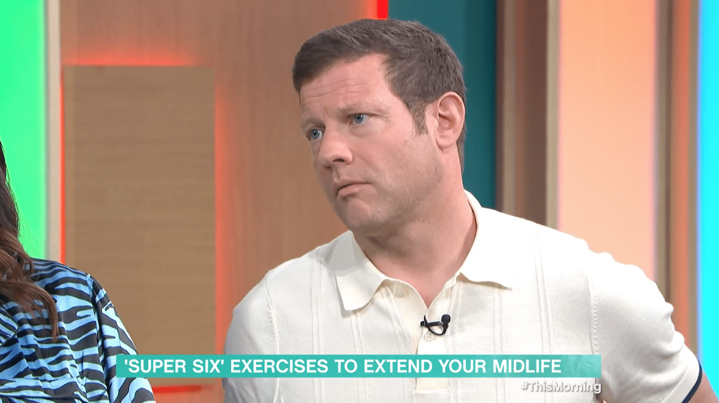Dermot O'Leary looking annoyed on This Morning