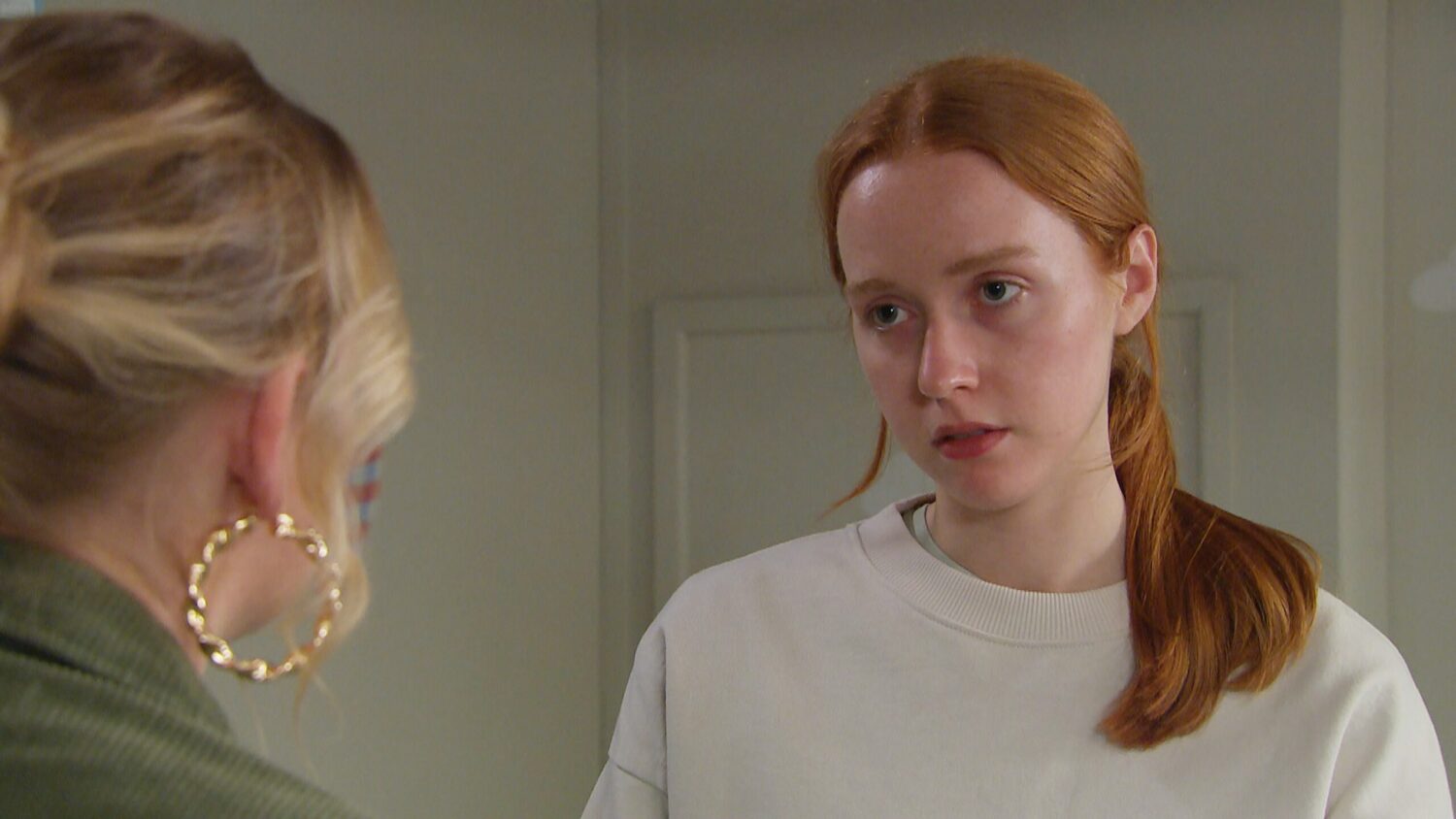 Chloe looks drawn and tired in Emmerdale