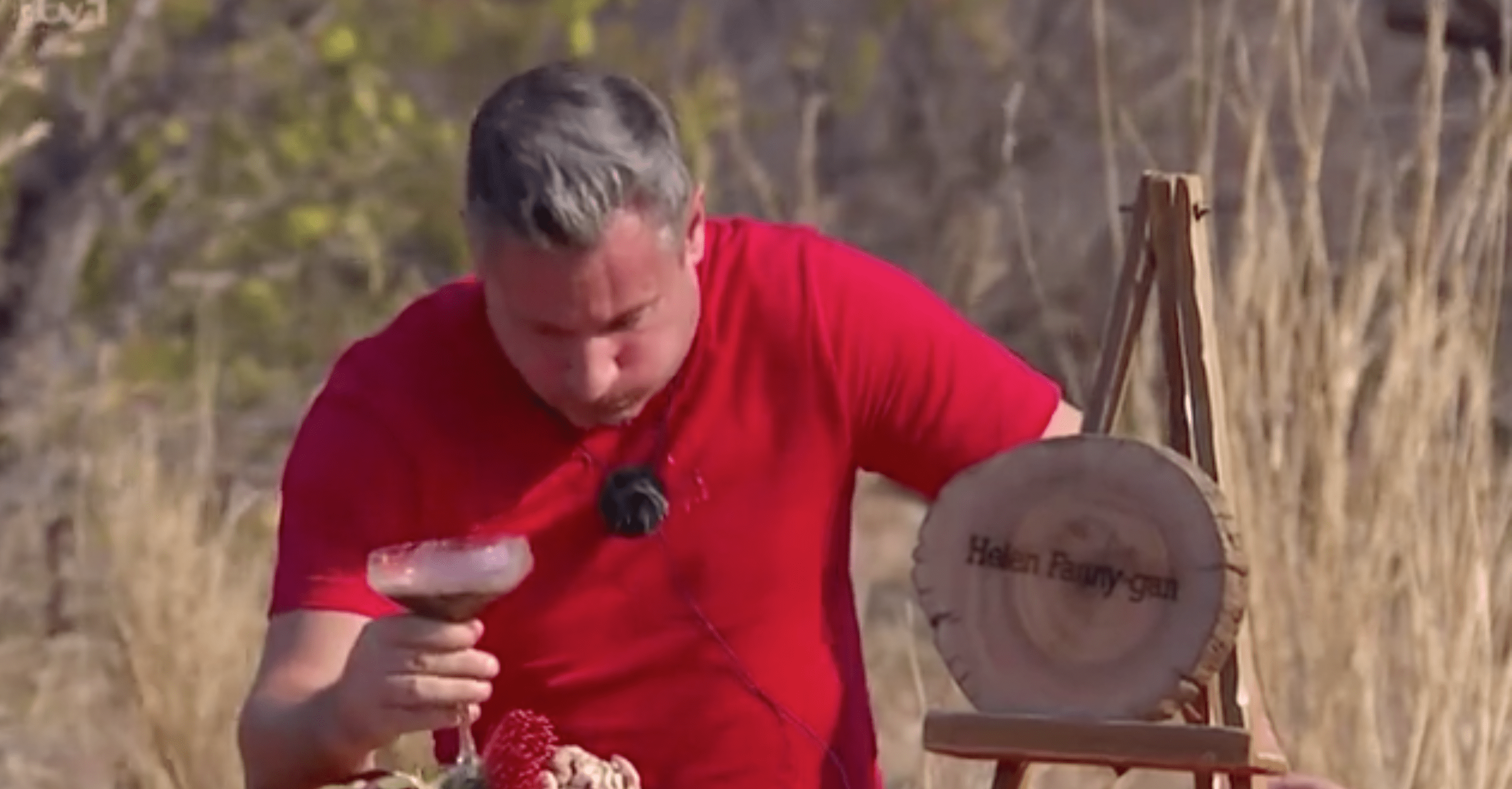 Dean Gaffney gagging on I'm A Celebrity