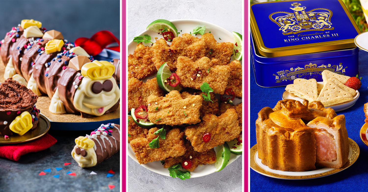 Coronation food including chicken nuggets, Colin the Caterpillar and a pork pie
