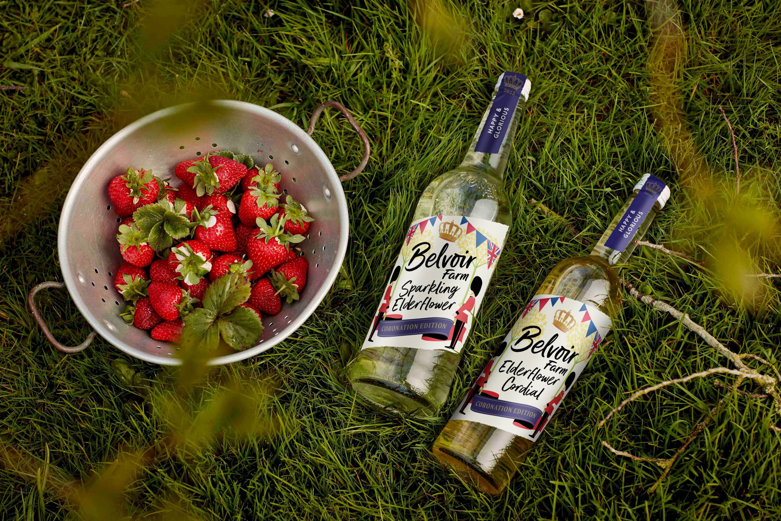 Belvoir Farm cordial next to see strawberries