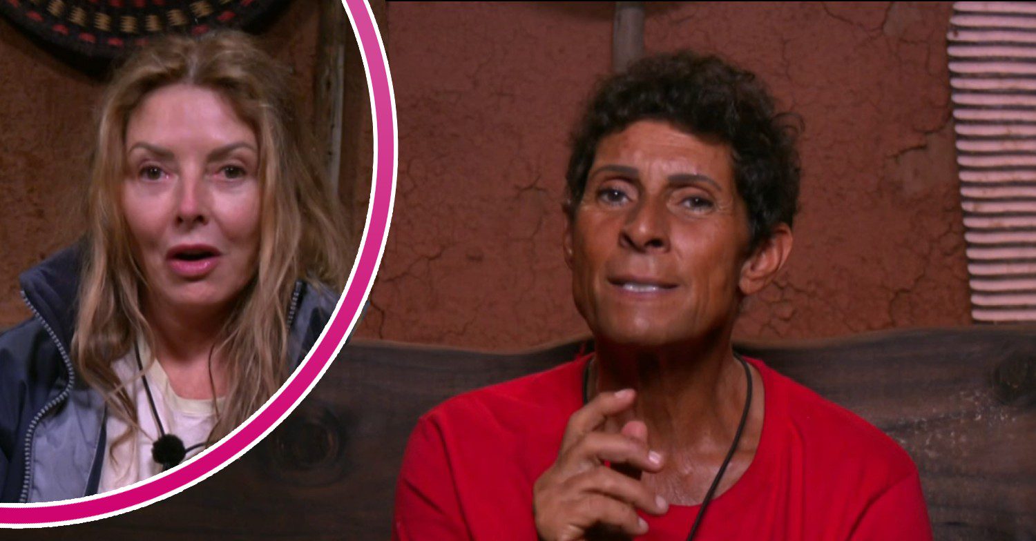 Carol Vorderman / Fatima Whitbread looking angry on I'm A Celebrity South Africa