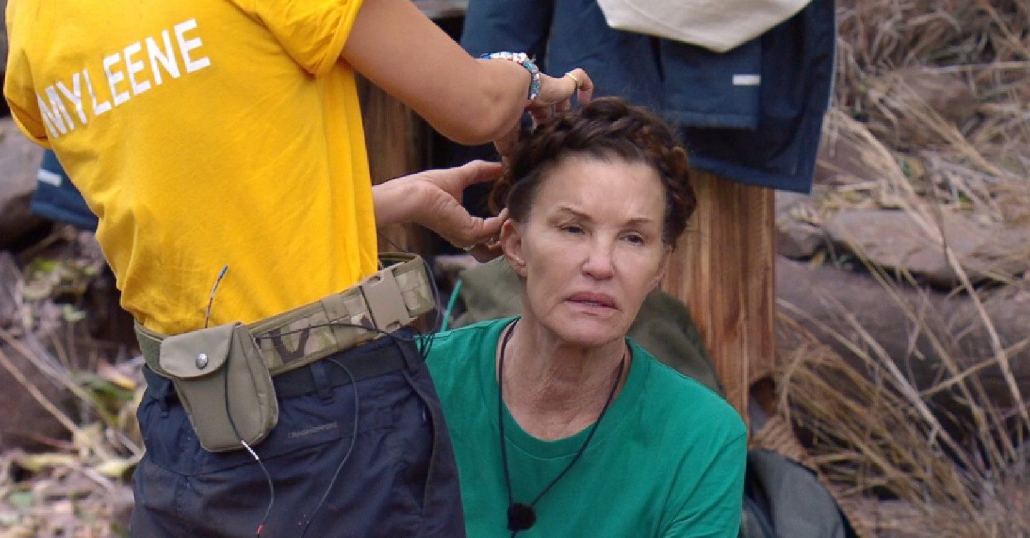 Janice Dickinson getting her hair done by Myleene on I'm A Celebrity South Africa