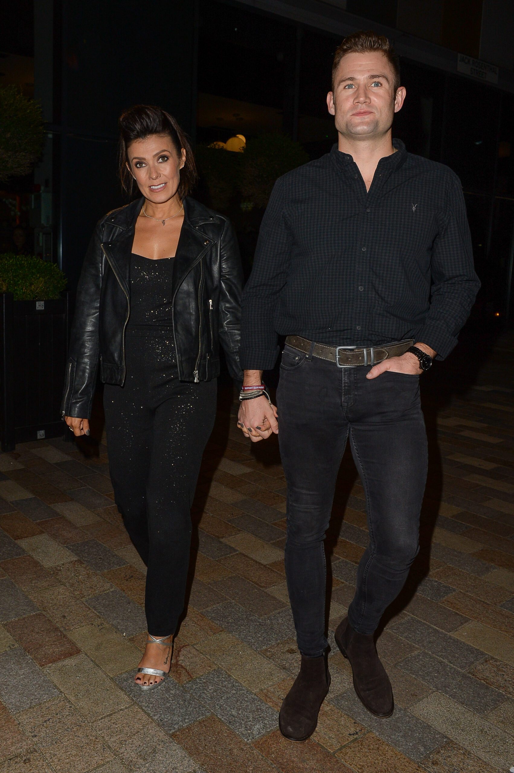 Kym Marsh and Scott Ratcliff walking
