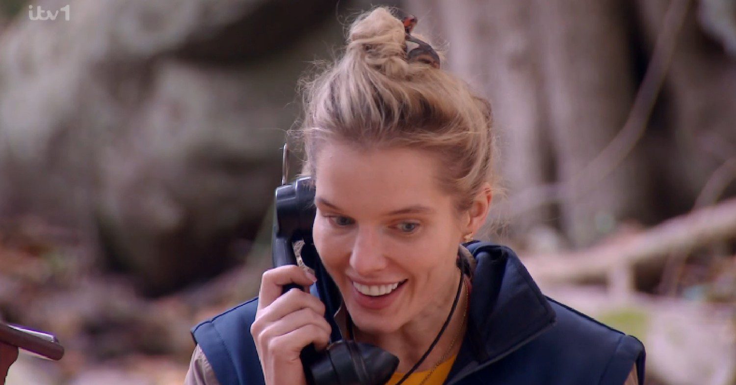 Helen Flanagan having a phone call on I'm A Celebrity