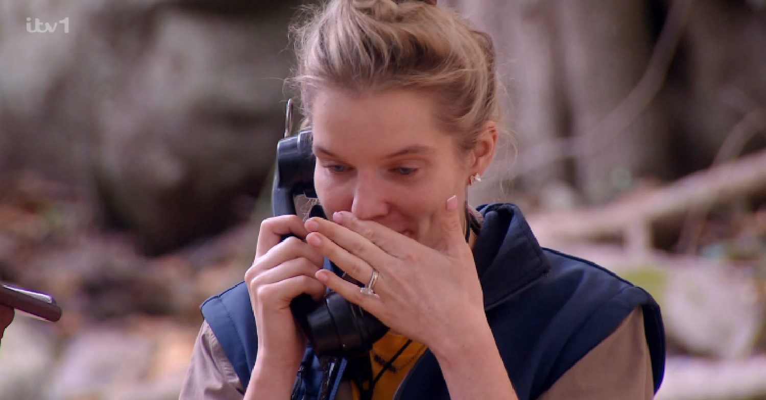 Helen Flanagan having a phone call on I'm A Celebrity