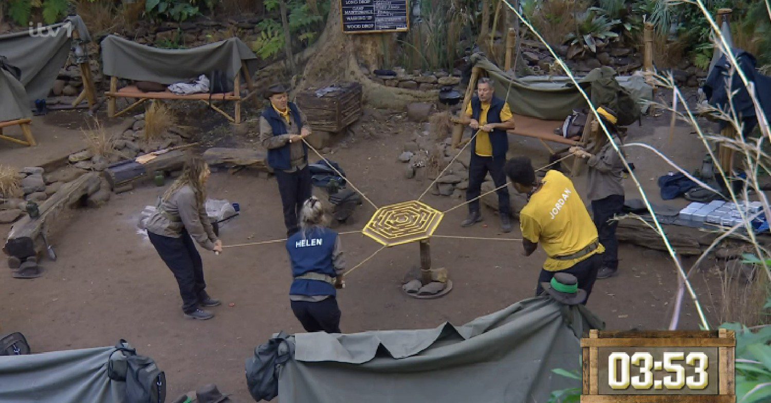 The I'm A Celebrity campmates during challenge