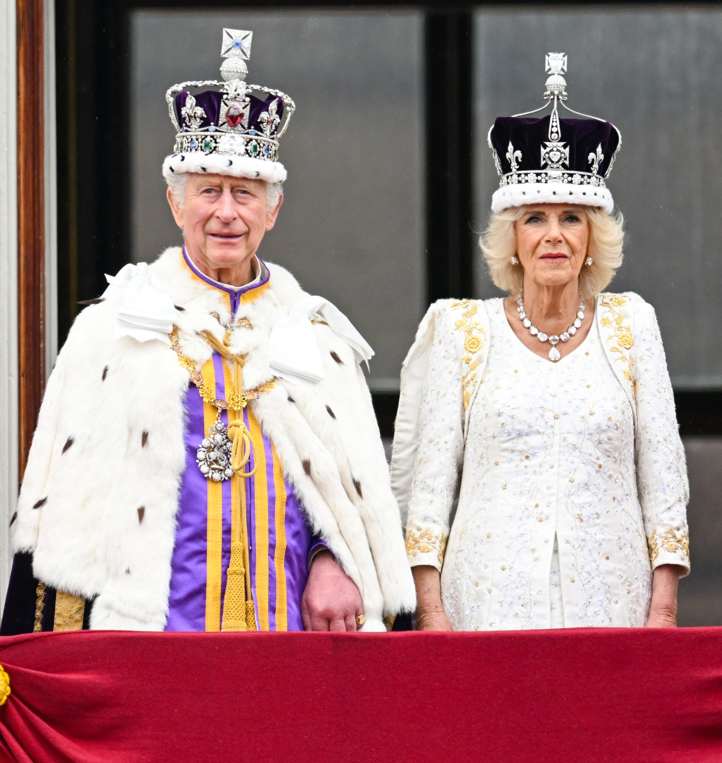 King Charles and Queen Camilla on balcony during coronation